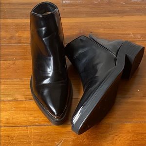 Zara patent ankle boots with toe tip